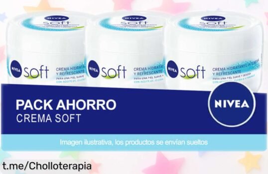 Crema hidratante Nivea Soft en pack de 3 a precio rebajado, ¡una oportunidad única para mimar tu piel y sentirte fresca todo el día! No la dejes escapar, que vuela.
