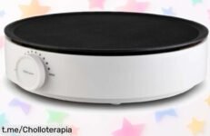 Crepera potente de 1200W con temperatura ajustable, ¡ofertón limitado que llenará tu hogar de alegría y deliciosos crepes! Corre antes que se agoten.