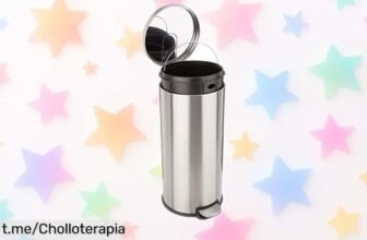 Cubo de basura metálico Amazon Basics, elegante y suave al cerrarse; ¡aprovéchate del súper chollo y transforma tu rincón en un lugar más práctico sin esperar!