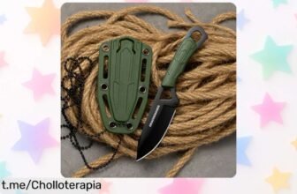 Cuchillo EDC mini con hoja negra y mango verde, ¡super oferta que no puedes dejar pasar! Hazlo tu compañero ideal y disfruta de su increíble resistencia ahora.