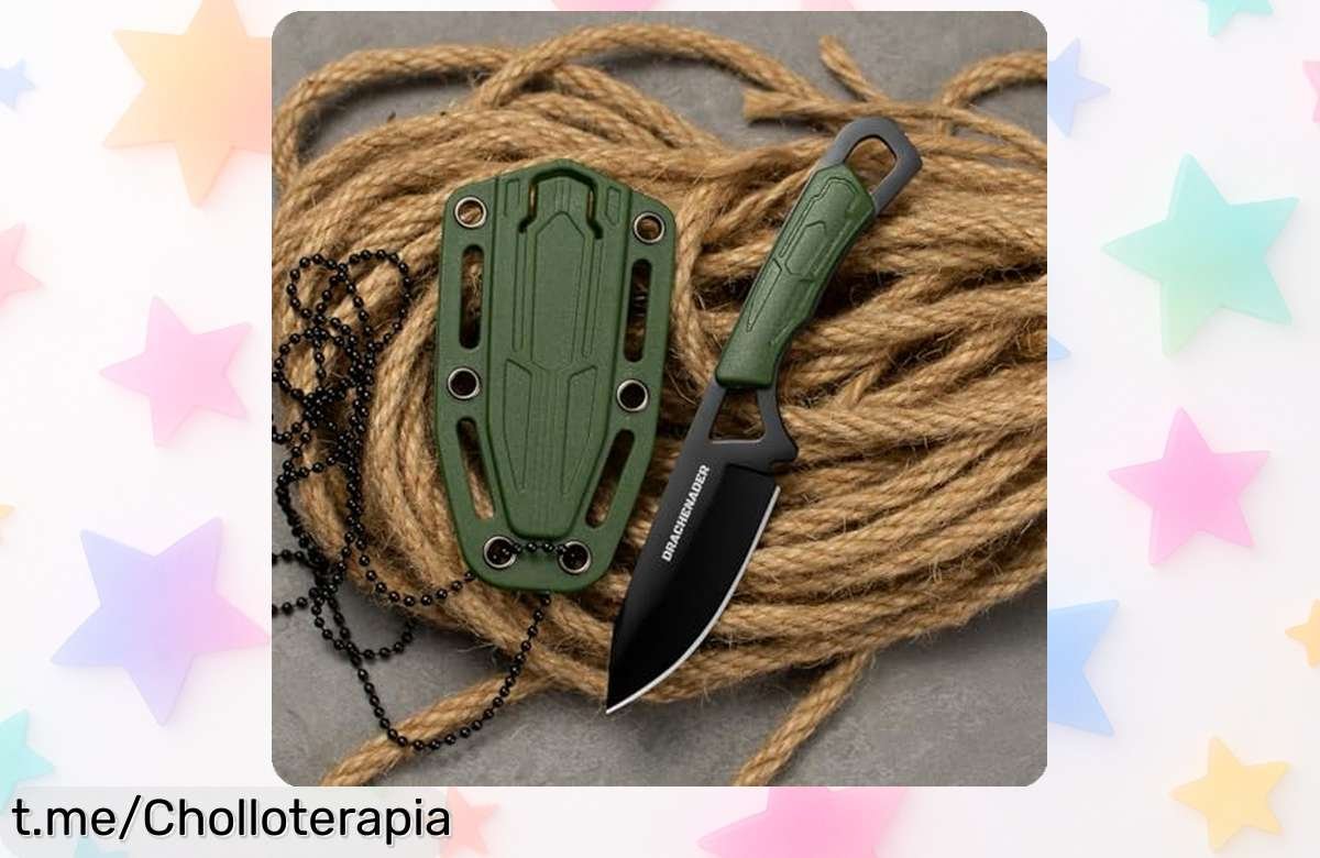 Cuchillo EDC mini con hoja negra y mango verde, ¡super oferta que no puedes dejar pasar! Hazlo tu compañero ideal y disfruta de su increíble resistencia ahora.
