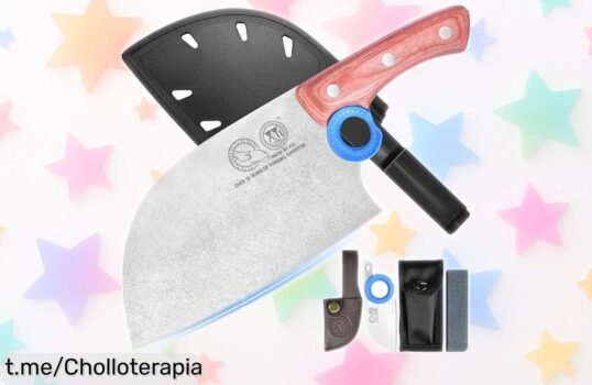 Cuchillo súper afilado y resistente XYJ con mango de madera, ¡ofertón increíble para los amantes de la cocina que no querrás dejar escapar!