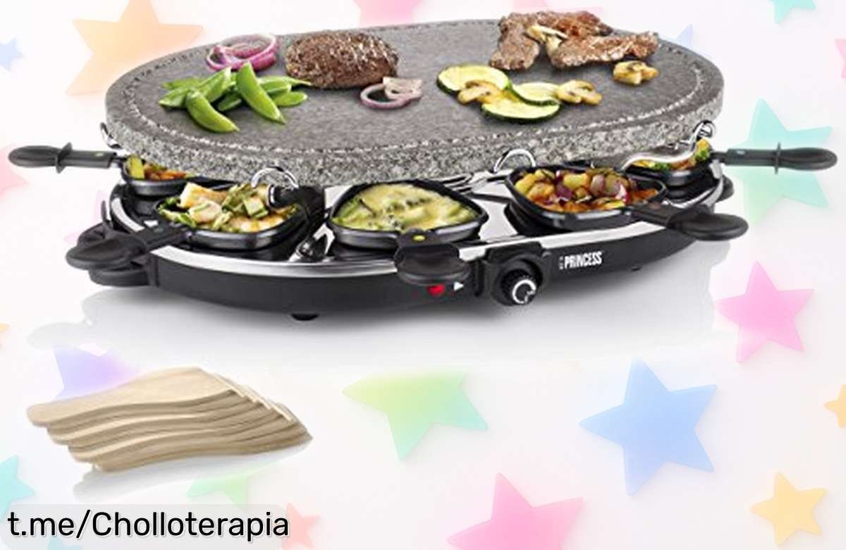 Deliciosa raclette y grill de piedra Princess para 8 personas, ahora a un precio rebajado que se va volando: disfruta momentos sabrosos con familia y amigos ¡no lo dejes escapar!