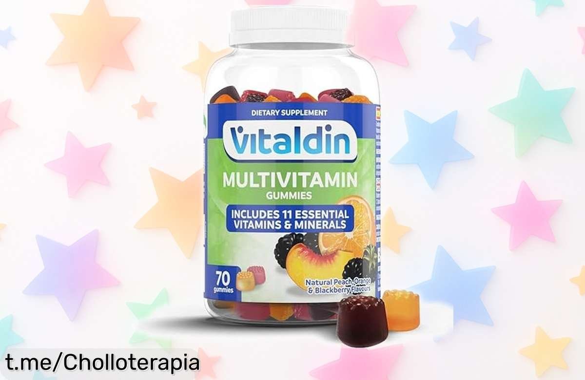 Deliciosas gominolas Vitaldin con 11 vitaminas y minerales a precio loco, ¡energía al máximo para tu cuerpo! No te quedes sin ellas, elige cuidarte y sentirte genial hoy.