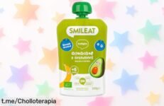Deliciosos pouch de frutas Smileat con aguacate y arándanos, ¡no te pierdas este precio rebajadísimo! Dale un capricho sano a tus peques antes de que se agote.