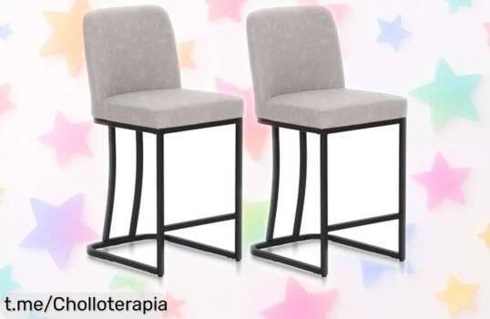 Descubre el espectacular juego de 2 taburetes de bar ALPHA HOME, ¡oportunidad única con precio rebajado! Da a tu cocina ese estilo que siempre quisiste, no te quedes sin ellos.