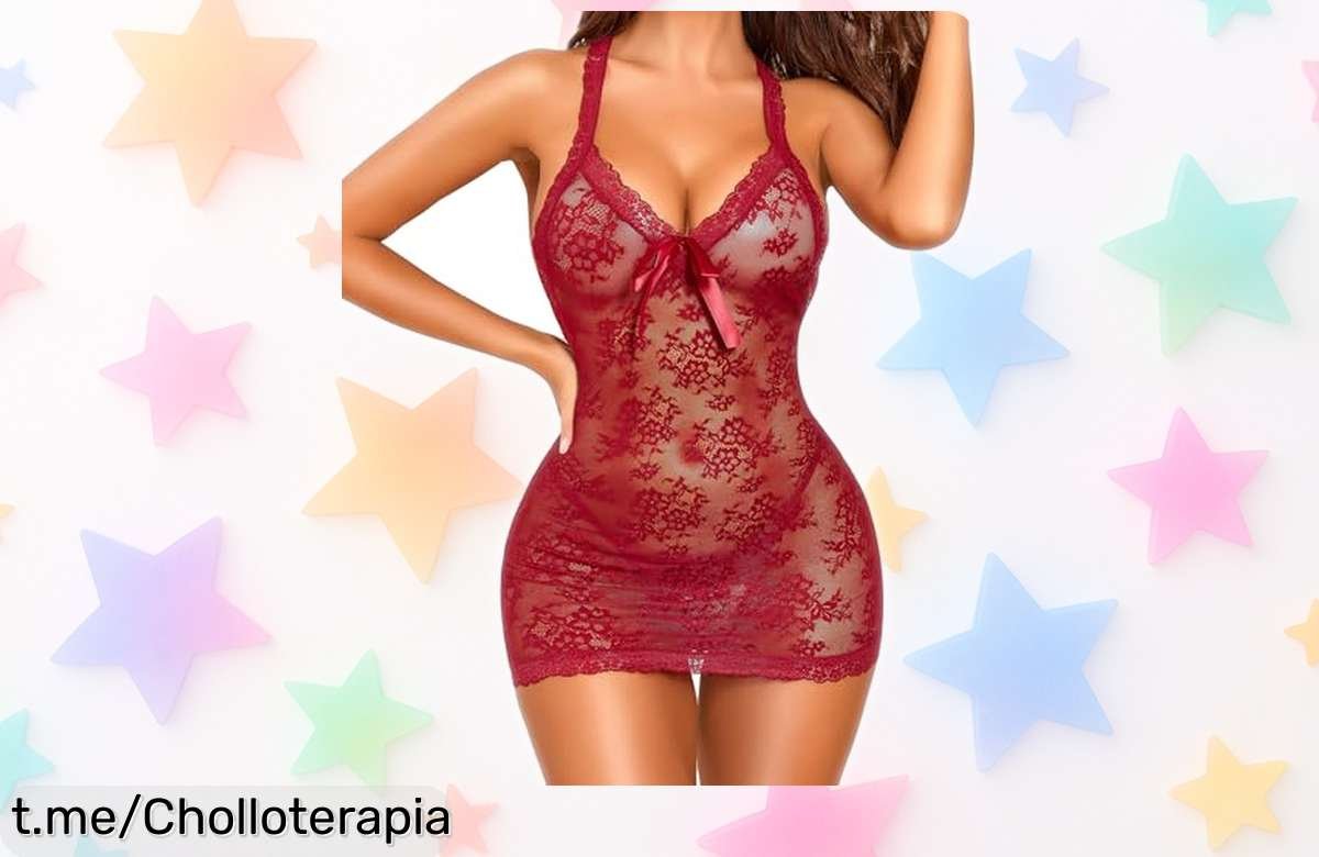 Deslumbrante babydoll de encaje granate RSLOVE con perlas para que te sientas irresistible: ¡super chollo rebajado, corre y captura tu momento especial!