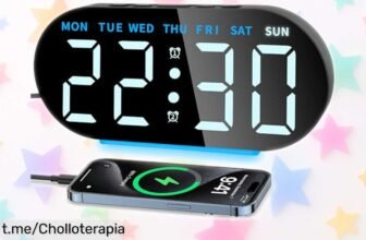 Despertador digital con pantalla LED grande y luz nocturna regulable, ¡precio rebajado para que no pierdas más minutos! Aprovecha esta oferta única antes de que se agote.
