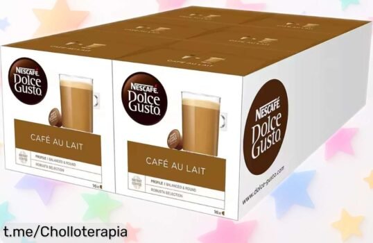 Disfruta de 96 cápsulas de café con leche Dolce Gusto NESCAFE, ¡super chollo de sabor irresistible y energía al instante! Usa tu cupón antes que se acabe este ofertón para desayunos alegres.