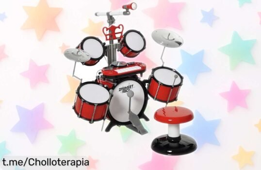 Divertida batería infantil HOMCOM con micrófono y teclado; ¡rebajado para que la fiesta empiece ya, no dejes pasar este ofertón para los más peques!