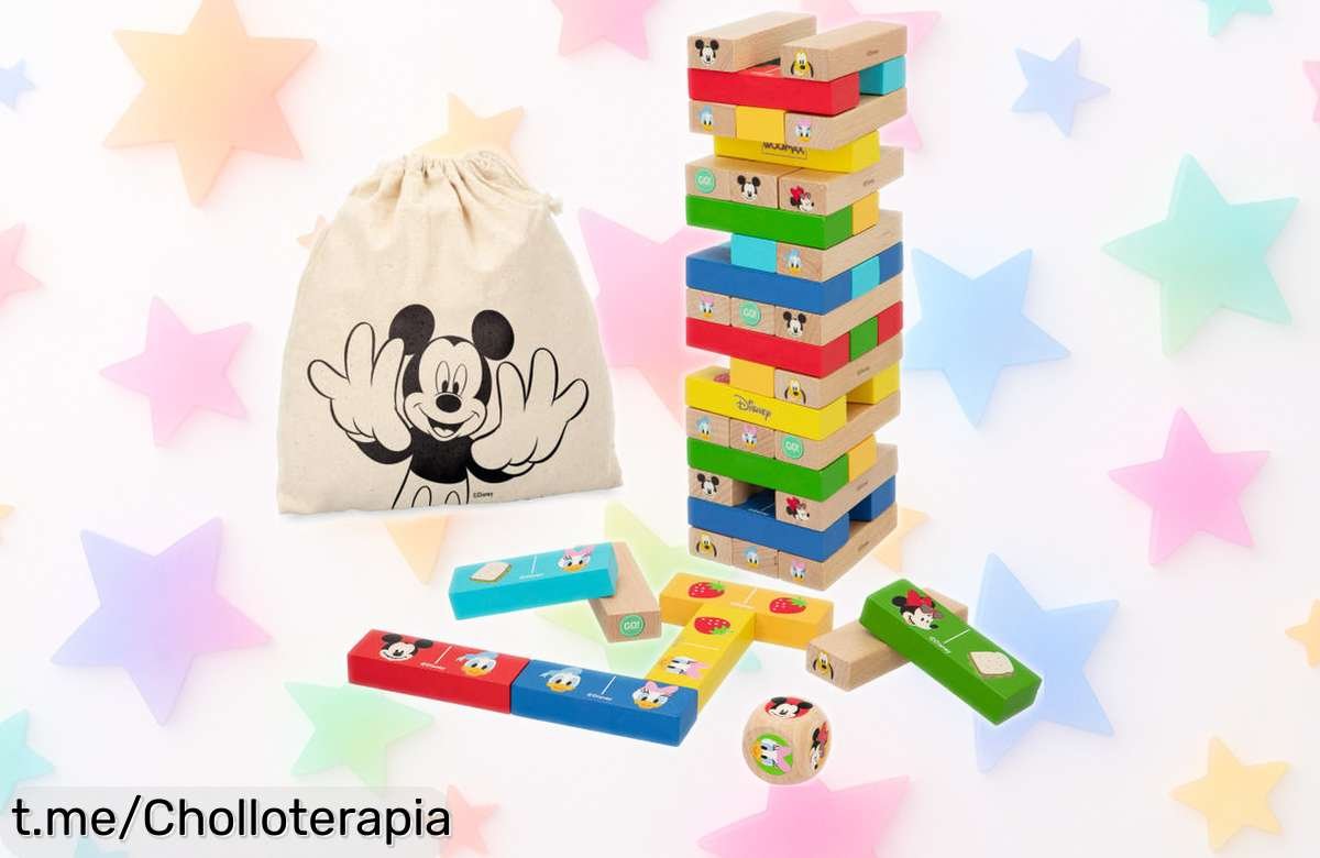 Divertida torre de bloques WOOMAX Disney con Mickey, 52 piezas para aprender jugando; ¡aprovecha este super chollo y llena su día de risas ya!