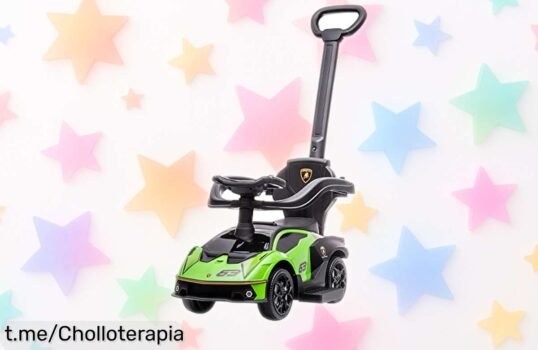 Divertido coche correpasillos 2 en 1 estilo Lamborghini con sonidos y espacio secreto para juguetes, un super chollo que hará brillar los ojos de tu peque. ¡Compra ya antes de que se agoten!