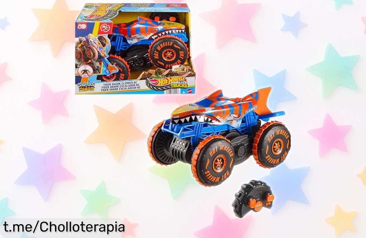 Diviértete al máximo con el vehículo teledirigido Hot Wheels Monster Truck Tiger Shark, ahora en precio rebajado. ¡No dejes escapar esta oportunidad única y corre por el tuyo ya!