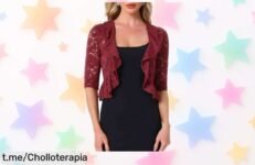 Elegante cárdigan de encaje con volantes para mujer, únete al super chollo y brilla en cada evento ¡no te quedes sin el tuyo!