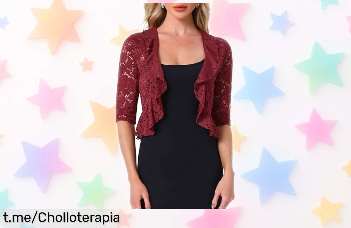 Elegante cárdigan de encaje con volantes para mujer, únete al super chollo y brilla en cada evento ¡no te quedes sin el tuyo!