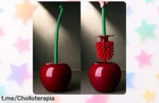Escobilla de baño roja con soporte en forma de cereza: dale un toque alegre a tu espacio y aprovecha este ofertón que vuela, ¡hazlo tuyo antes que se agote!
