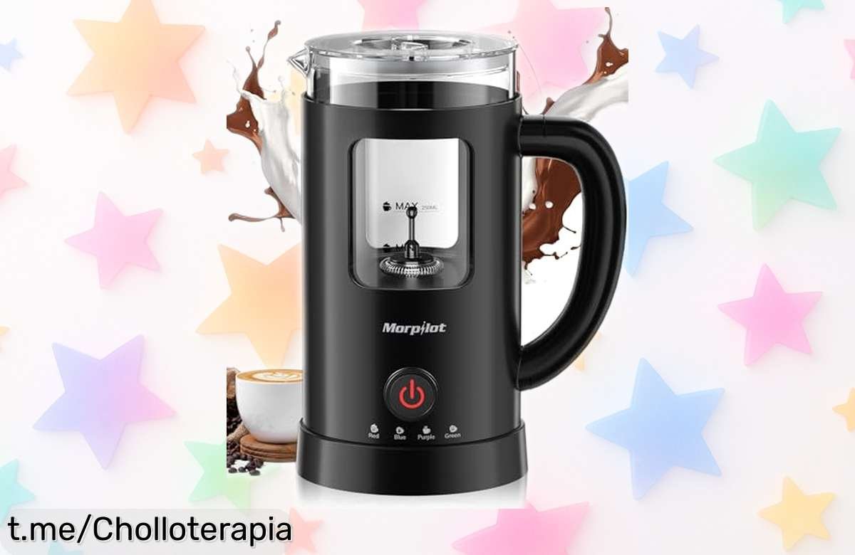 Espumador de leche eléctrico Morpilot 4 en 1, diseño antigoteo y gran capacidad. ¡Aprovecha el precio rebajado para disfrutar del mejor café latte ya!