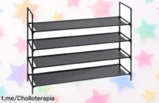 Estantería zapatero de 4 alturas para 16 pares: ¡avanza hacia el orden con este super chollo, a precio rebajado! No te quedes sin ella y disfruta la alegría del hogar organizado.