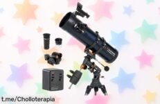 Explora el cielo con el telescopio reflector Newton 130EQ y su montaje fácil, ¡un super chollo en precio rebajado! Tu aventura estelar está a un clic de distancia.