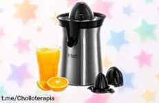 Exprimidor eléctrico Russell Hobbs en acero inoxidable, exprime cada gota sin líos y disfruta de zumos fresquitos: ¡ofertón que vuelan, no te lo pierdas!
