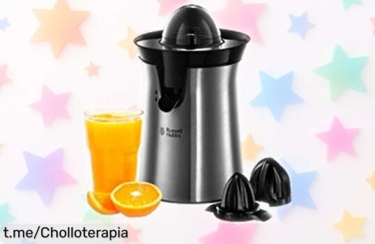 Exprimidor eléctrico Russell Hobbs en acero inoxidable, exprime cada gota sin líos y disfruta de zumos fresquitos: ¡ofertón que vuelan, no te lo pierdas!