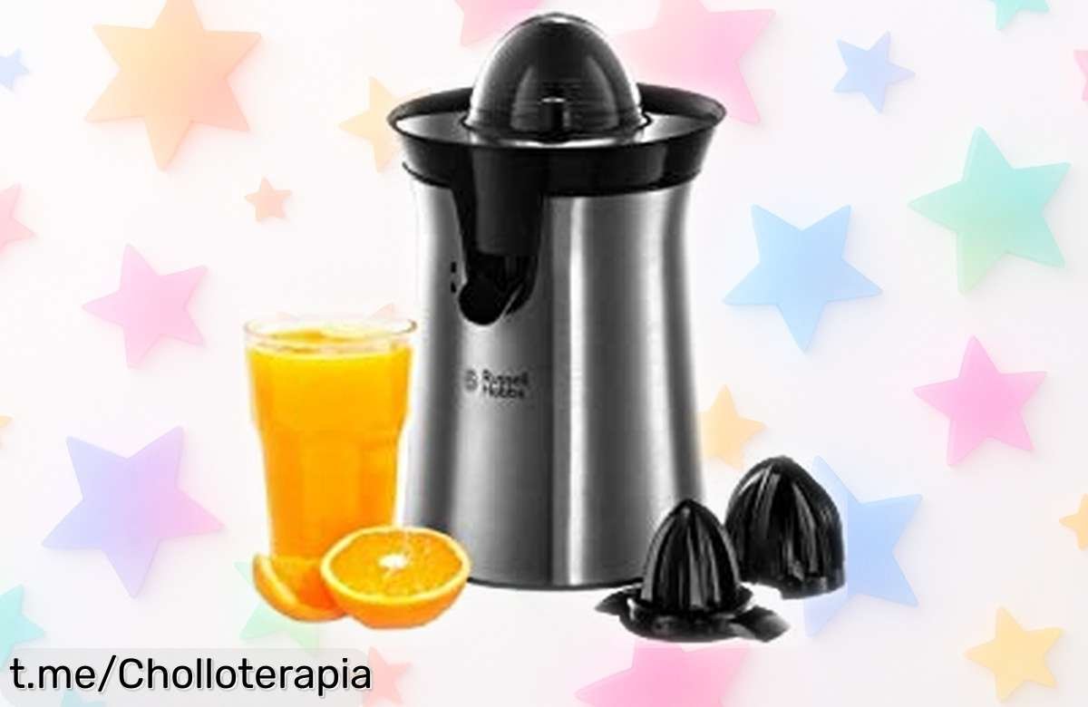 Exprimidor eléctrico Russell Hobbs en acero inoxidable, exprime cada gota sin líos y disfruta de zumos fresquitos: ¡ofertón que vuelan, no te lo pierdas!