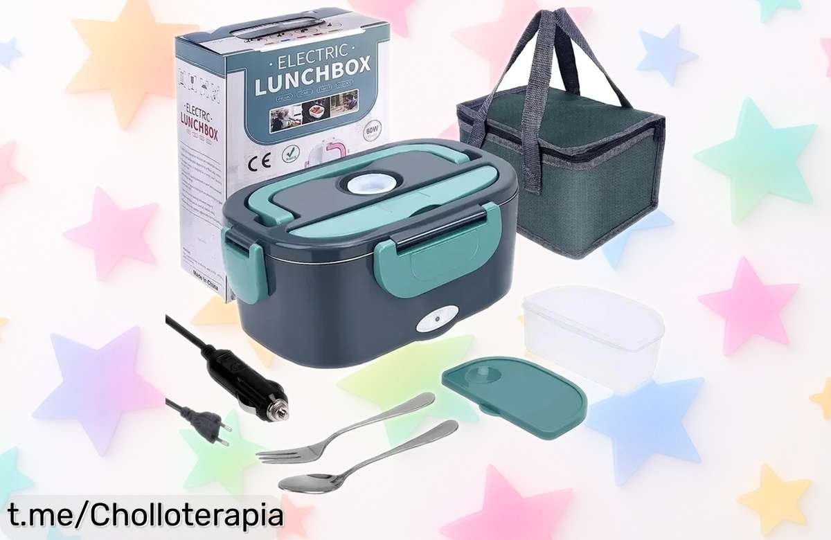 Fiambrera eléctrica portátil de 1,5L para calentar tu comida en coche o casa, ¡rebajada y lista para que disfrutes tus platos calientes ya! No te quedes sin ella.