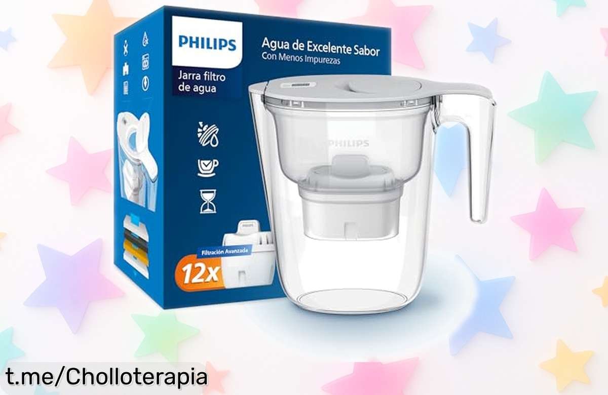 Filtro de jarra Philips con 12 cartuchos repuestos, agua limpia al instante y adiós a microplásticos: ¡No te pierdas este super chollo, transforma la salud de tu familia hoy!