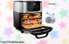 Freidora sin aceite Princess de 11 litros, ¡rebajada a un precio loco! Cocina rápido y saludable con platos irresistibles que harán feliz a tu paladar. ¡No te quedes sin la tuya!