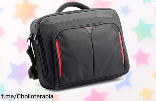 Funda negra para portátil de hasta 15,6” con protección extra y correa segura; ¡precio rebajado que se va volando! Asegura tu equipo antes de perder esta oportunidad.