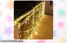 Garland de luces solares con hojas y flores para jardín, perfecto para ambiente navideño. Aprovecha este precio rebajado y transforma tus momentos especiales en magia ahora mismo.