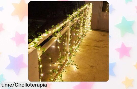 Garland de luces solares con hojas y flores para jardín, perfecto para ambiente navideño. Aprovecha este precio rebajado y transforma tus momentos especiales en magia ahora mismo.