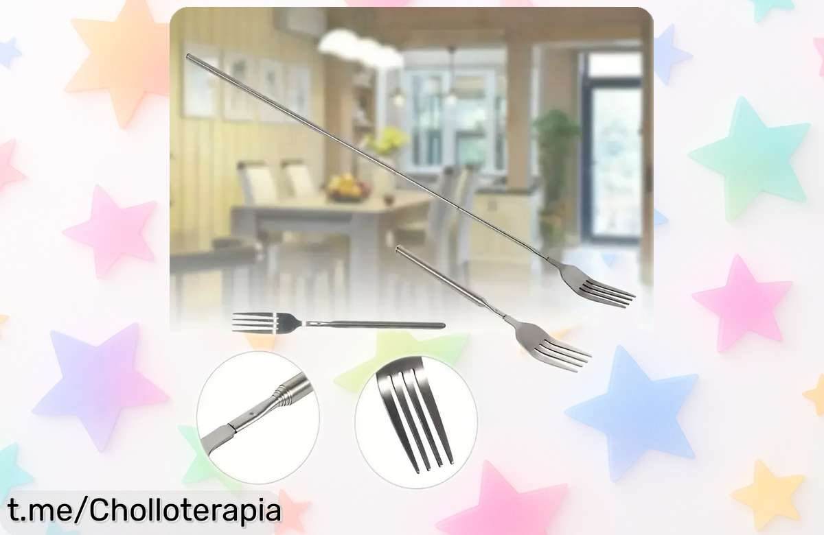 Horquilla expandible de acero inoxidable ajustable ¡Super chollo que no puedes dejar escapar, ideal para tus barbacoas y momentos al aire libre, corre que vuelan!