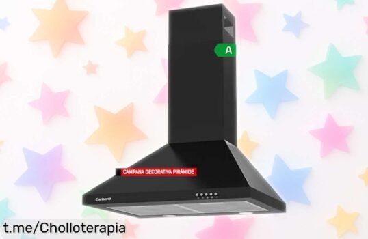 Impresionante campana decorativa pirámide Corberó, diseño negro y potencia increíble para un hogar libre de humos. Aprovecha este super chollo antes que desaparezca, tu cocina se lo merece.