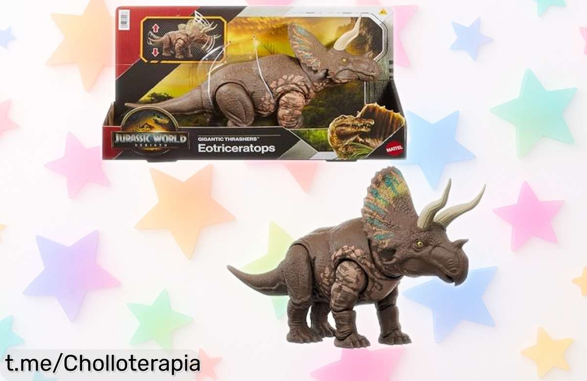 Impresionante figura gigante de dinosaurio Mattel Jurassic World con embestidas reales y juego digital, ¡super chollo que no debe escaparse! Vive la emoción máxima en casa ahora mismo.