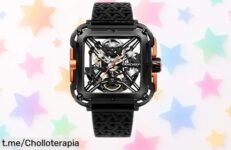 Impresionante reloj automático esqueleto para hombre con cristal de zafiro, ahora a precio loco; ¡la oportunidad perfecta que te hará lucir espectacular y no podrás dejar escapar!