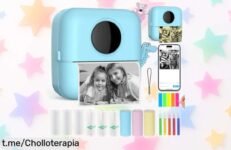 Impresora fotográfica portátil Blue que imprime al instante desde tu celular y viene con papeles. ¡No dejes pasar este precio rebajado, guarda tus recuerdos ya!