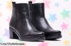 Increíble botín de piel napa negra con tacón 45mm en rebaja, un ofertón imperdible para lucir elegante; ¡no esperes más, que las unidades vuelan y tu estilo lo necesita ya!