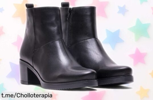 Increíble botín de piel napa negra con tacón 45mm en rebaja, un ofertón imperdible para lucir elegante; ¡no esperes más, que las unidades vuelan y tu estilo lo necesita ya!