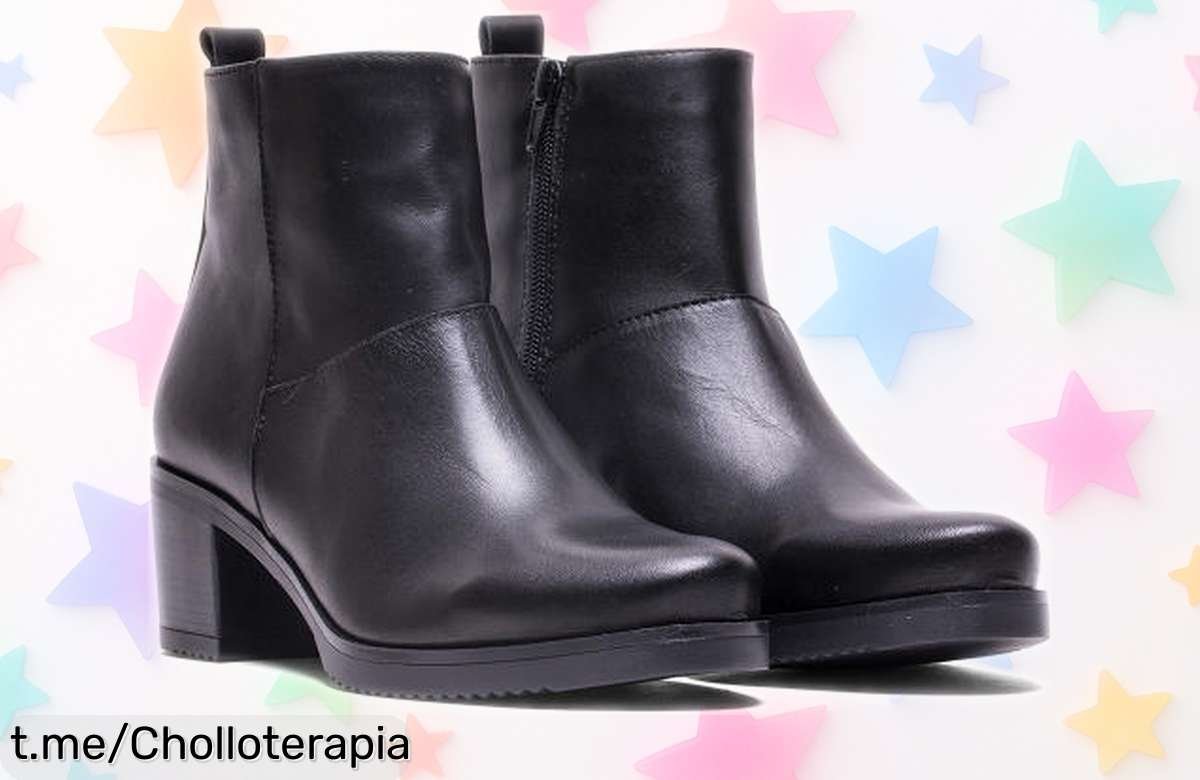 Increíble botín de piel napa negra con tacón 45mm en rebaja, un ofertón imperdible para lucir elegante; ¡no esperes más, que las unidades vuelan y tu estilo lo necesita ya!