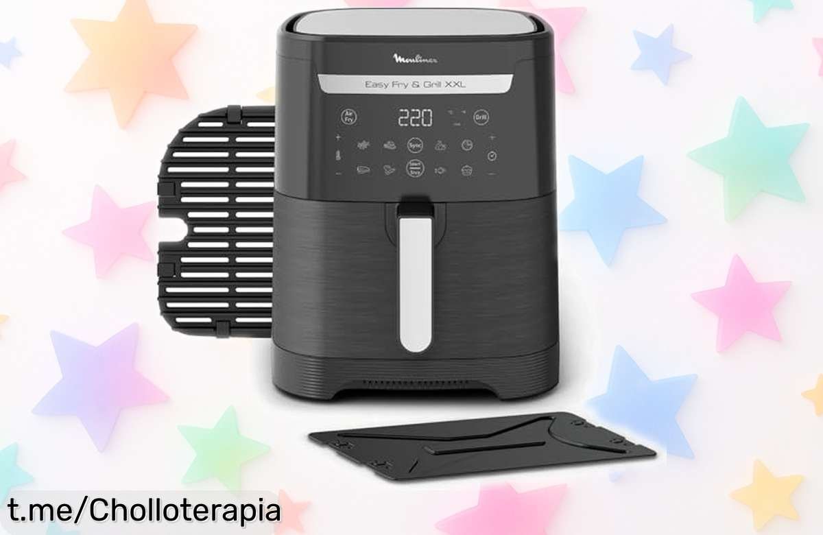 Increíble freidora de aire con grill Moulinex Easy Fry Grill, cocina para 8 personas y ¡con un precio rebajado que volará rápido! Sorprende a todos en casa.