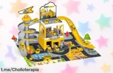 Increíble juguete de carreras con pista deslizante y garaje multitarea, ¡super chollo en precio rebajado! Diversión a mil por hora para pequeños pilotos. ¡Corre que se acaba ya!