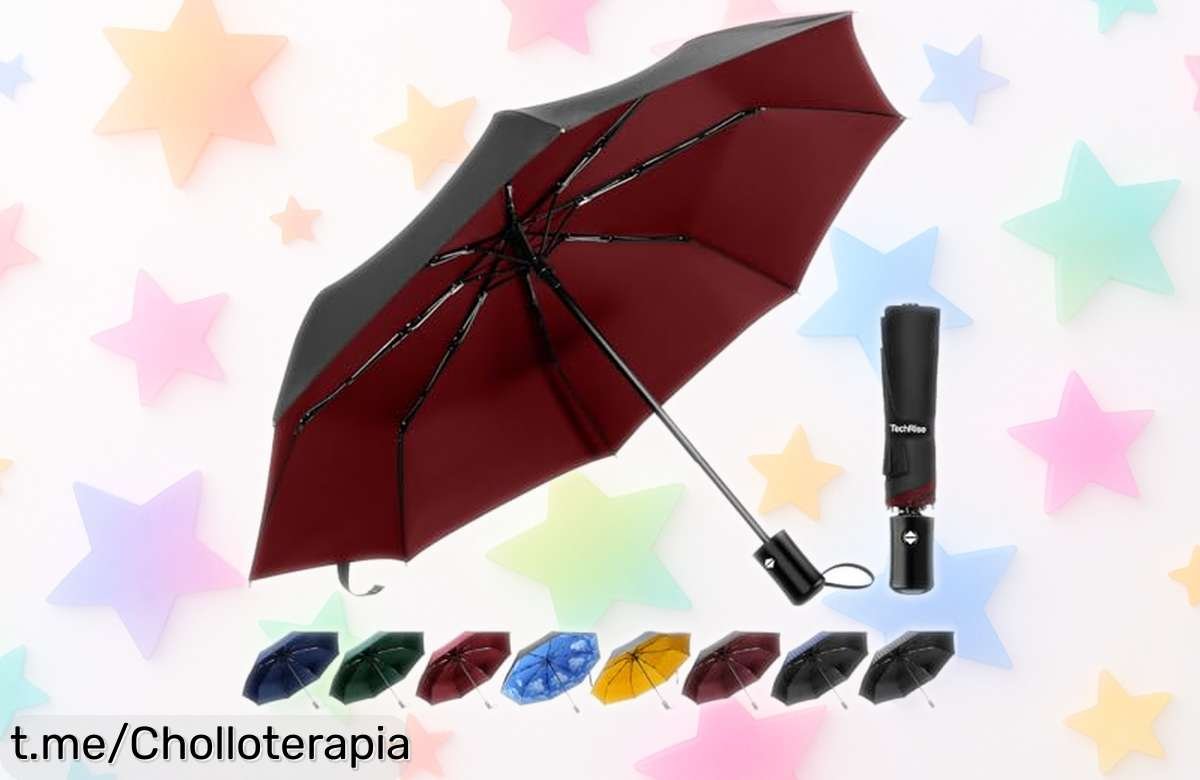 Increíble paraguas plegable TechRise, resistente al viento y de secado rápido. No te quedes sin él a este precio loco; ¡tómalo ya antes de que se agote esta oferta!