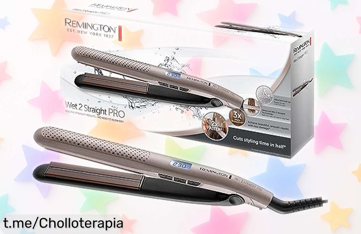 Increíble plancha de pelo Remington Wet2Straight Pro, modelo que alisa tu melena húmeda en 15s sin dañar. ¡Aprovecha este precio rebajado y luce radiante ahora mismo!