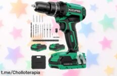 Increíble taladro percutor KUZUPRO con doble batería 21V y luz LED a precio rebajado, perfecto para tus proyectos en casa. ¡No dejes pasar esta oportunidad única!