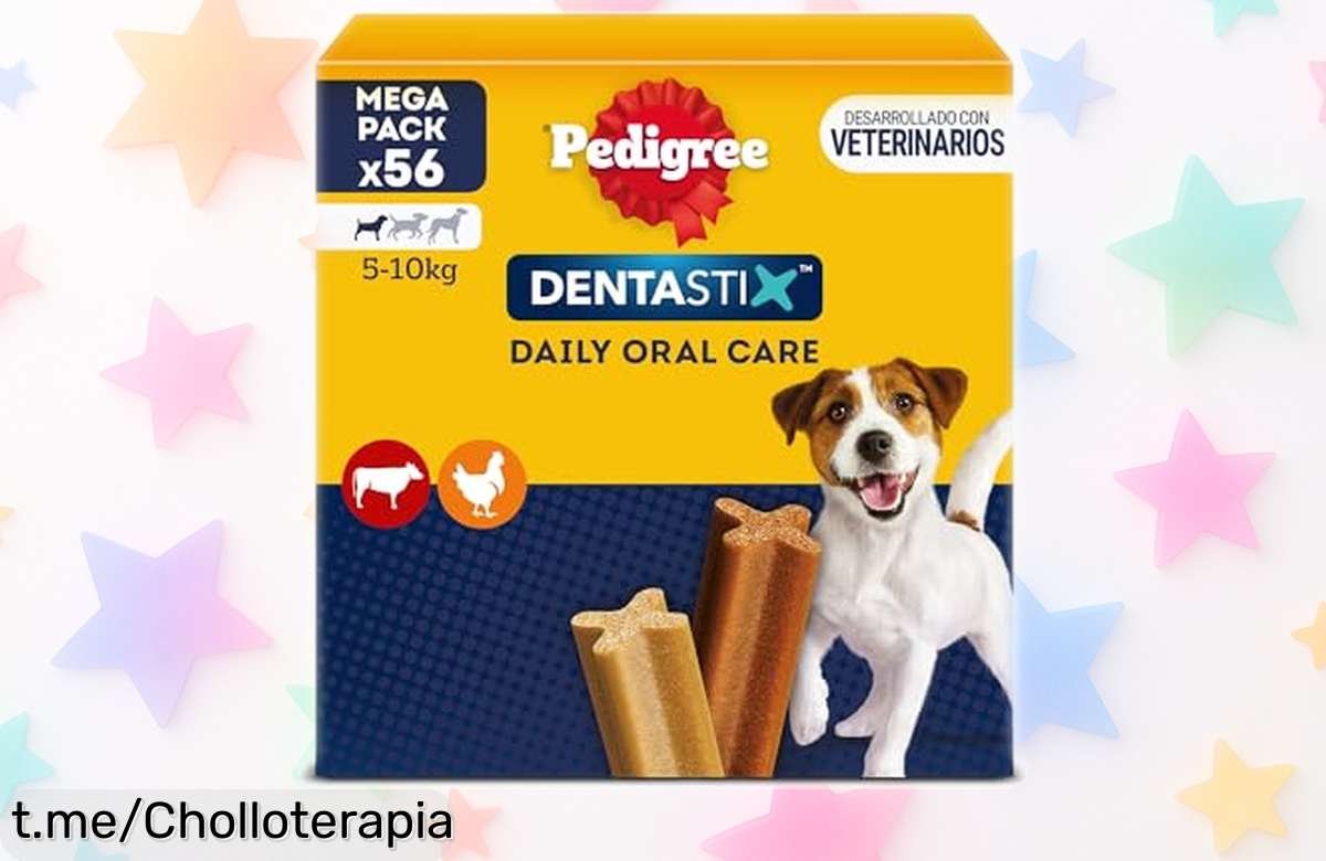 Irresistible snack dental Pedigree Dentastix para perros pequeños: ¡56 unidades a un precio rebajado! Refresca su aliento y sonríe con una boca sana. ¡No dejes pasar esta oportunidad única!