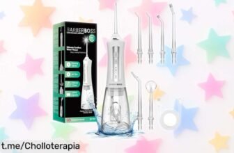 Irrigador bucal BarberBoss con 5 modos y boquillas extra, ¡rebajado a un precio increíble! Dale a tu sonrisa el brillo que se merece antes de que sea tarde.