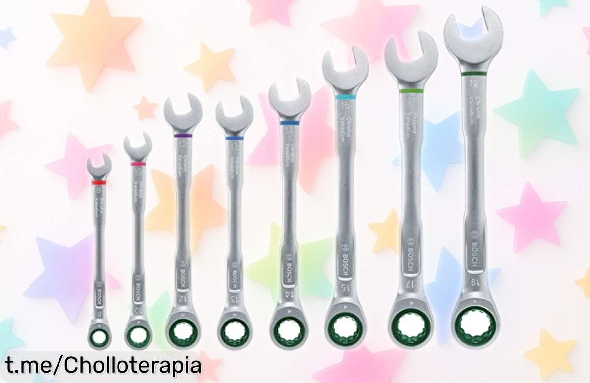 Juego de llaves de trinquete Bosch Home and Garden: super chollo con 8 piezas coloridas para hacer tu vida más fácil. ¡Aprovecha el precio rebajado antes de que sea tarde!