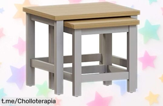 Juego de mesas cuadrado Vida Designs en gris y roble, descuentazo que no puedes dejar escapar: moderniza tu sala sin complicaciones y aprovecha esta oportunidad ya. ¡Hazlo brillar!