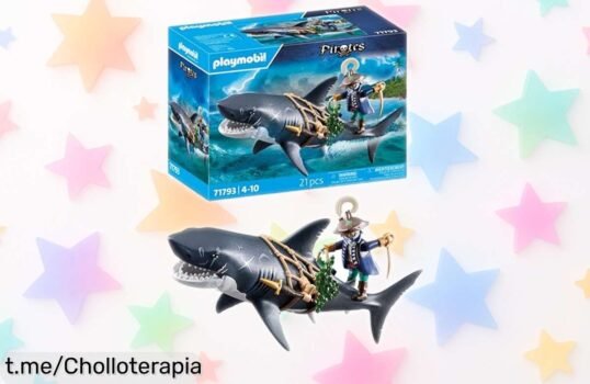 Juego de piratas PLAYMOBIL con tiburón gigante, divertidísimo y fácil de montar; no pierdas la oportunidad de hacer volar la imaginación ¡consíguelo ya antes que se agote!